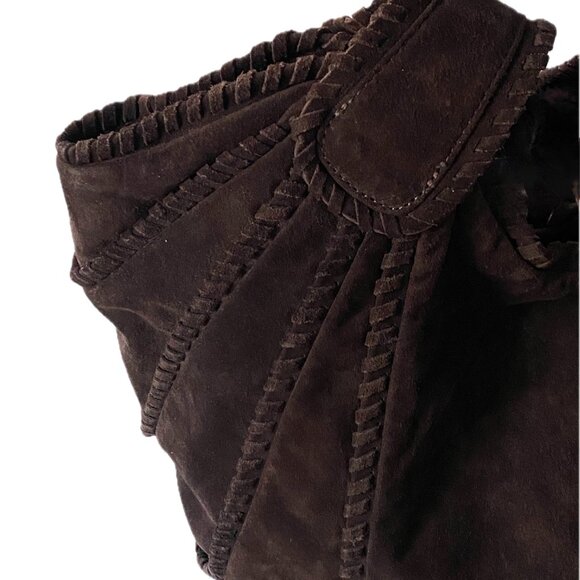 Vintage Kooba Hobo Suede Bag Dark Brown Suede Wide Shoulder Straps EUC - Picture 7 of 16